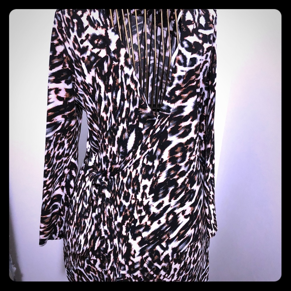Calvin Klein wrap cheetah dress